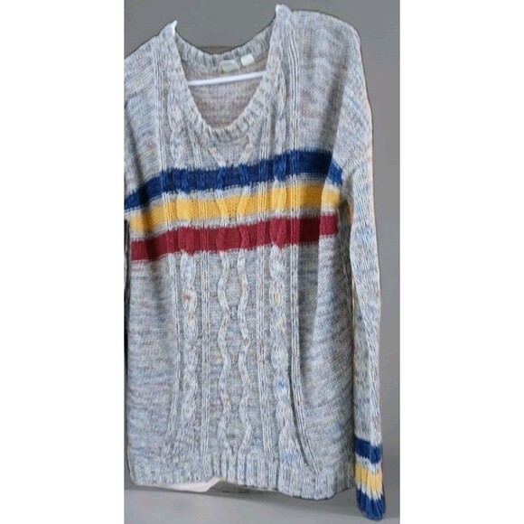 Roxy Women’s Small Cable Knit Sweater Multicolor Stripe Y2K Surf Skater 90s EUC - Picture 3 of 8
